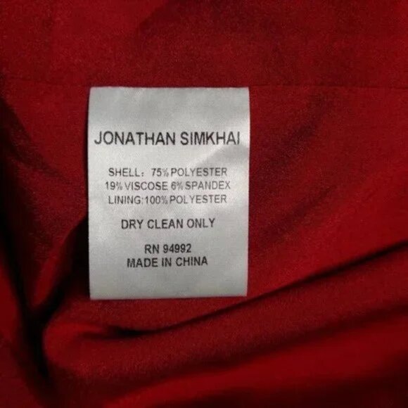 Jonathan Simkhai Dia Top 10 NWT Red Crepe Asymmetrical One Shoulder Blouse - Picture 9 of 10